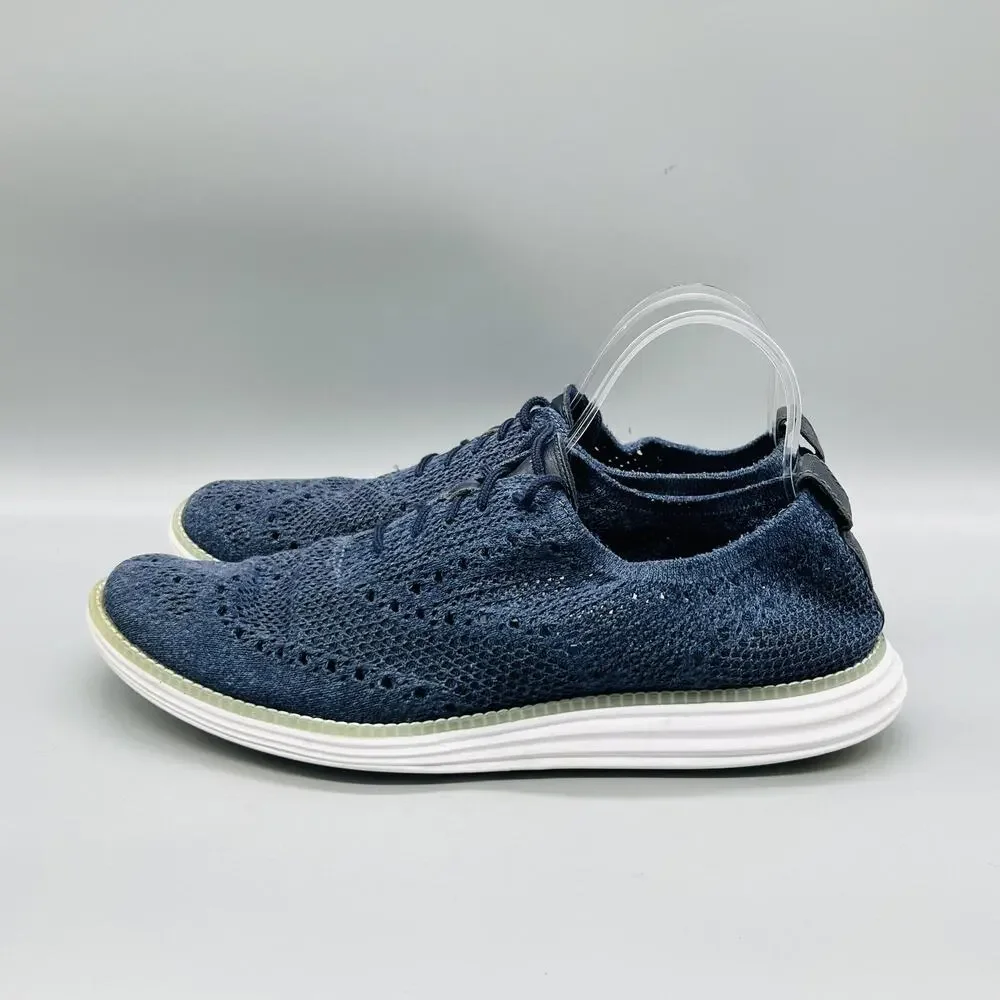 Cole Haan Shoes Mens 10 Blue Knit Wingtip Casual Sneakers Walking Comfort